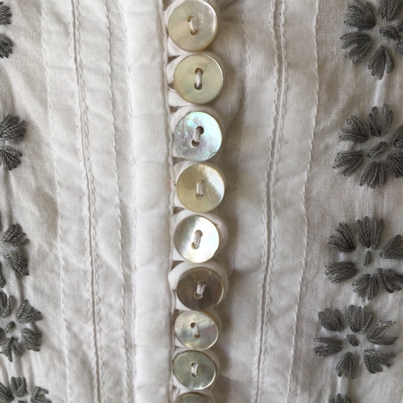 Embroidered Cotton Tunic Top Large Button front - Picture 4 of 8